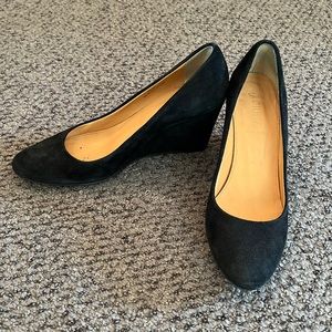 Jcrew black suede wedges